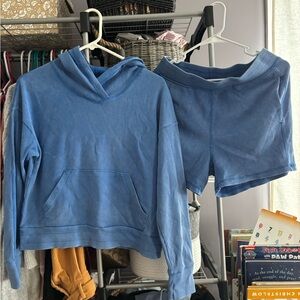 Jockey Women's Blue Shorts and Hoodie Set